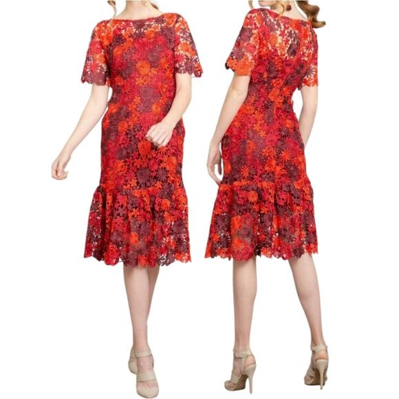 Anthropologie Eva Franco Brigitte Floral Lace Embroidered Crochet Midi Dress 0 - Picture 4 of 16